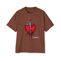 Oversized Graphic Tee — Bleeding Heart with Sword Design