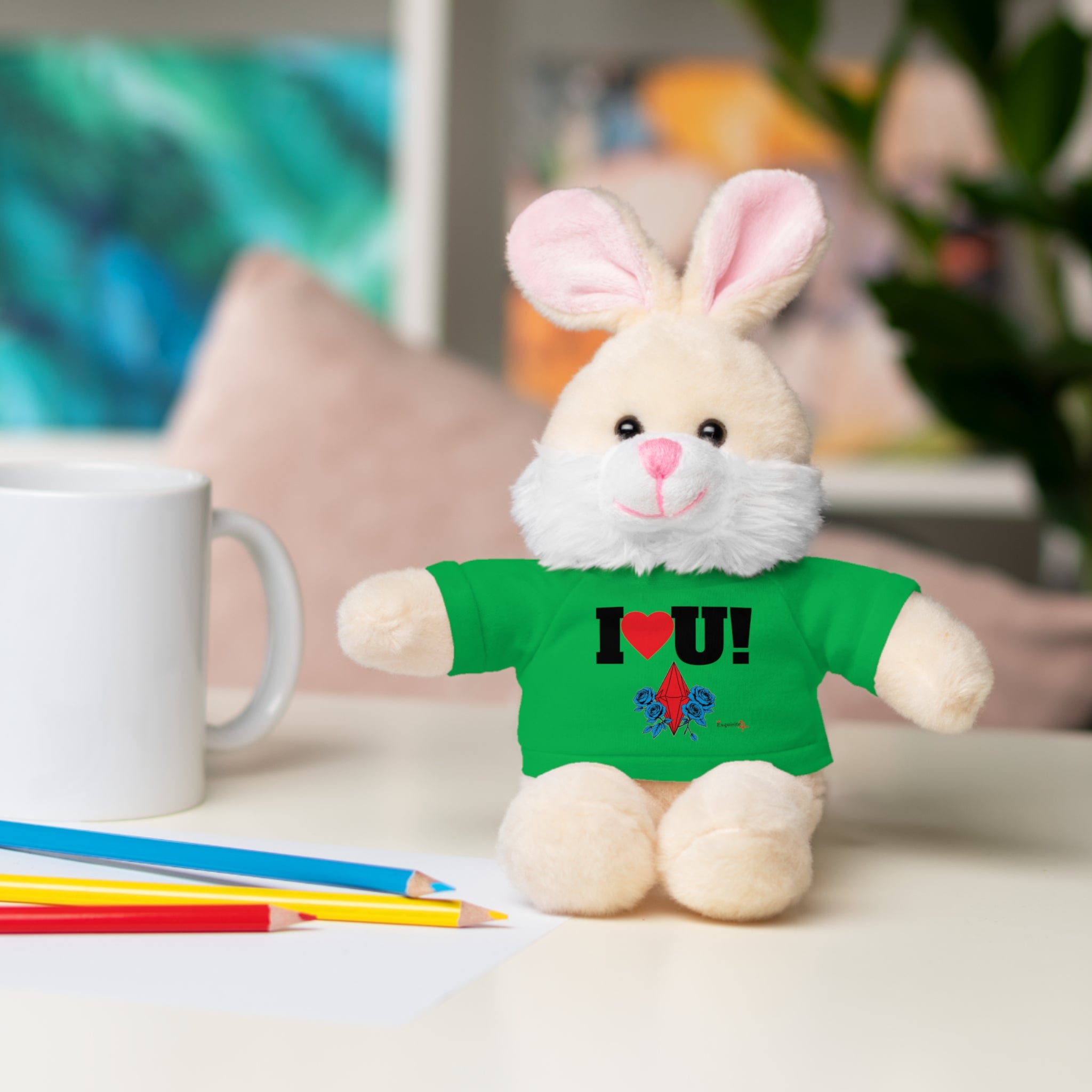 Plush Bear with Branded Tee – Red Diamond and Blue Roses Teddy