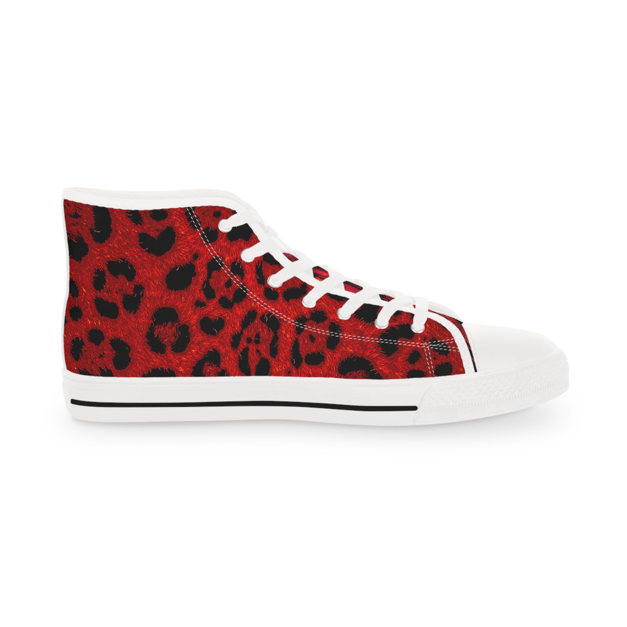 Red Leopard Eyes High Top Sneakers — Bold Men's Statement Shoes