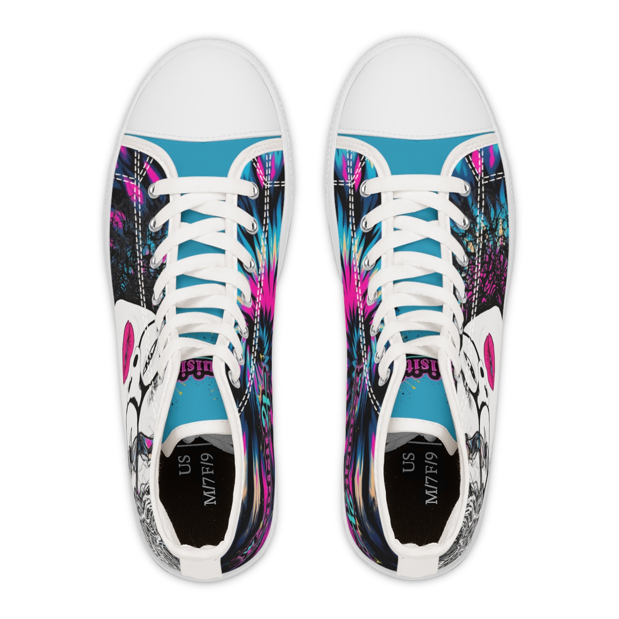 Women's High Top Portrait Pink & Blue Tie Dye Sneakers