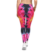 Tie-Dye Women's Leggings — Vibrant Pink, Orange, & Yellow Yoga Leggings