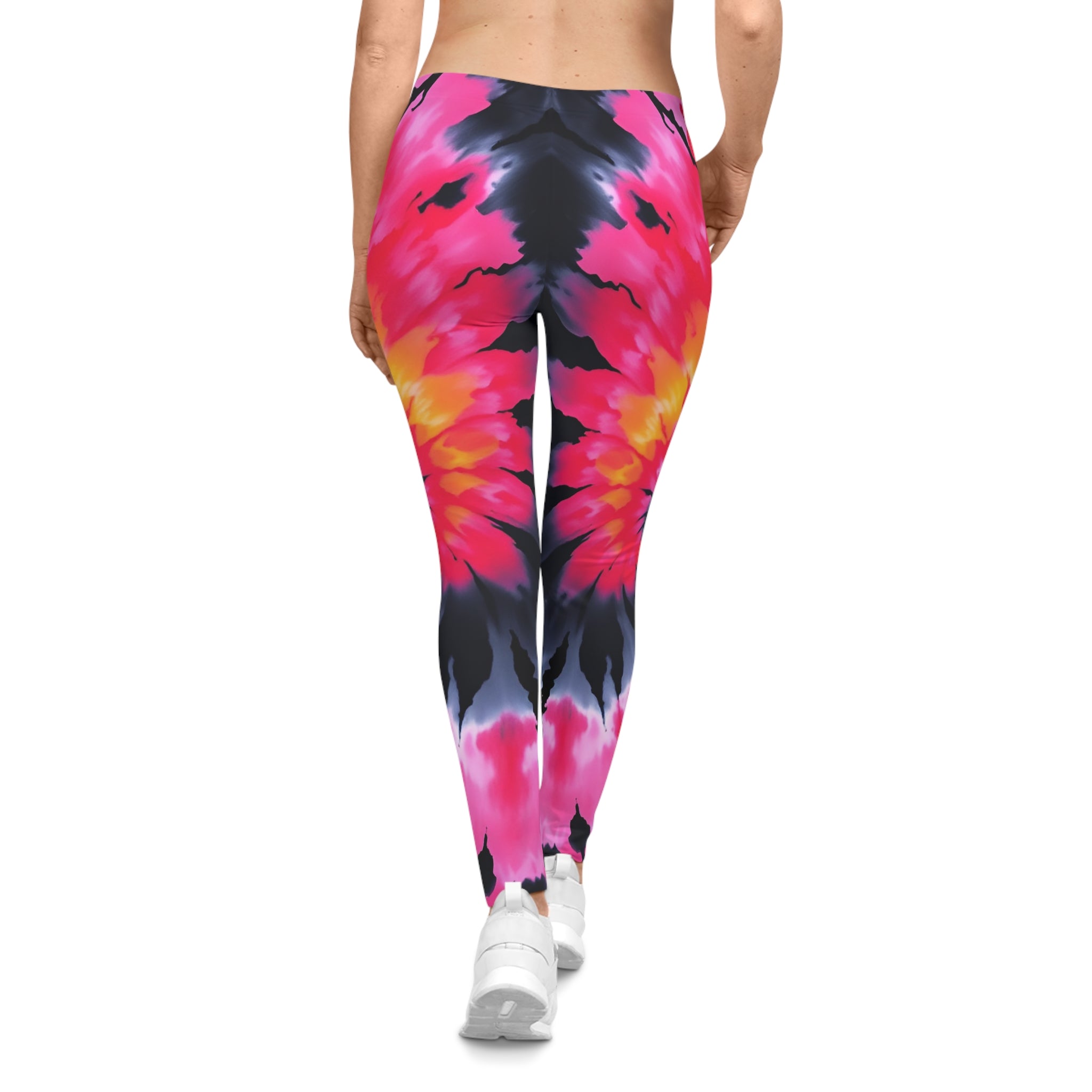 Tie-Dye Women's Leggings — Vibrant Pink, Orange, & Yellow Yoga Leggings
