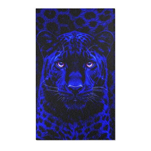 Blue Leopard Area Rug – Bold Neon Leopard Accent Rug for Living Room, Bedroom & Game Room