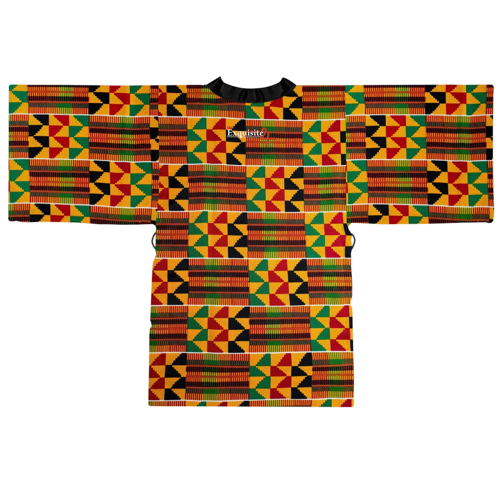 Kente Print Long Sleeve Kimono Robe