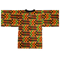 Kente Print Long Sleeve Kimono Robe