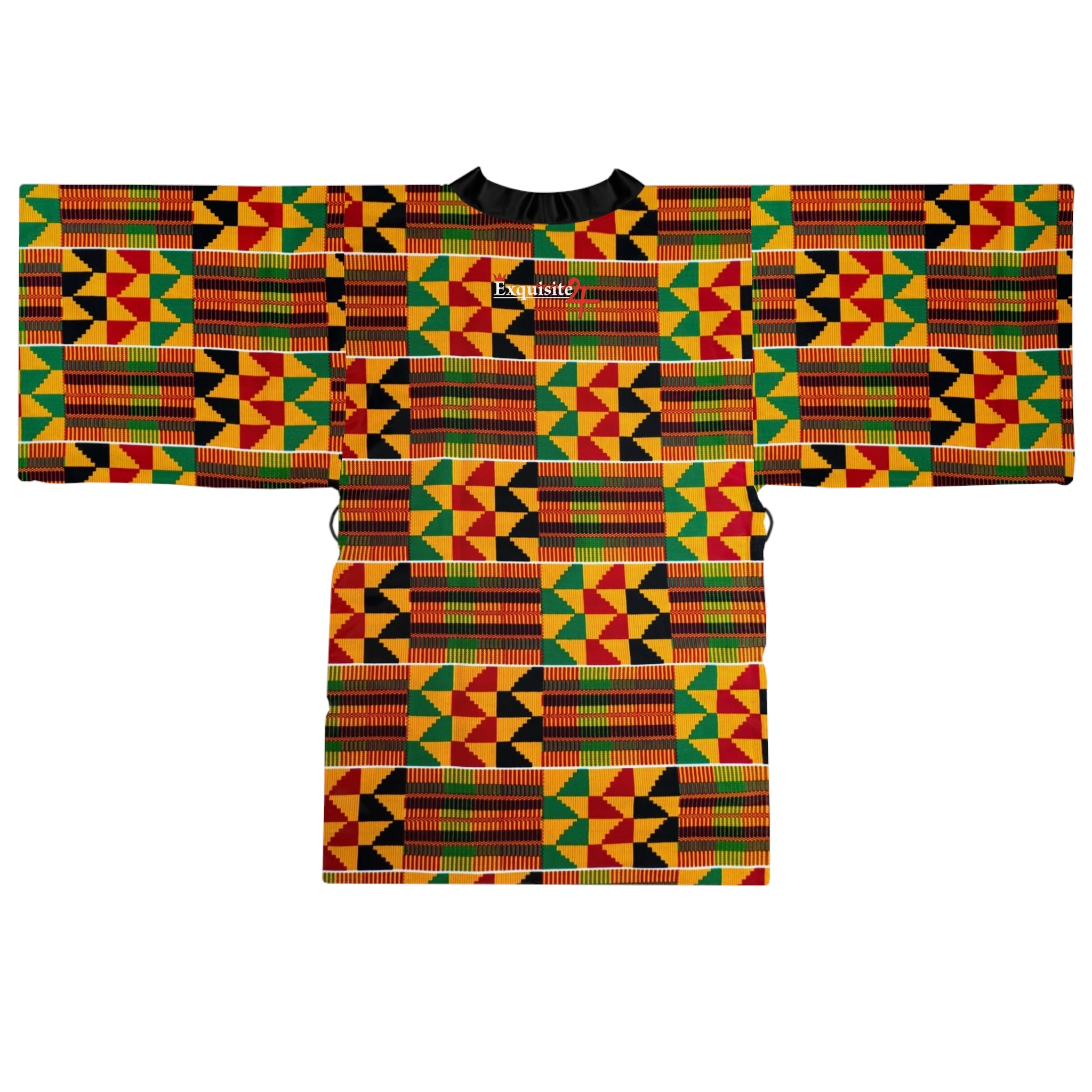 Kente Print Long Sleeve Kimono Robe