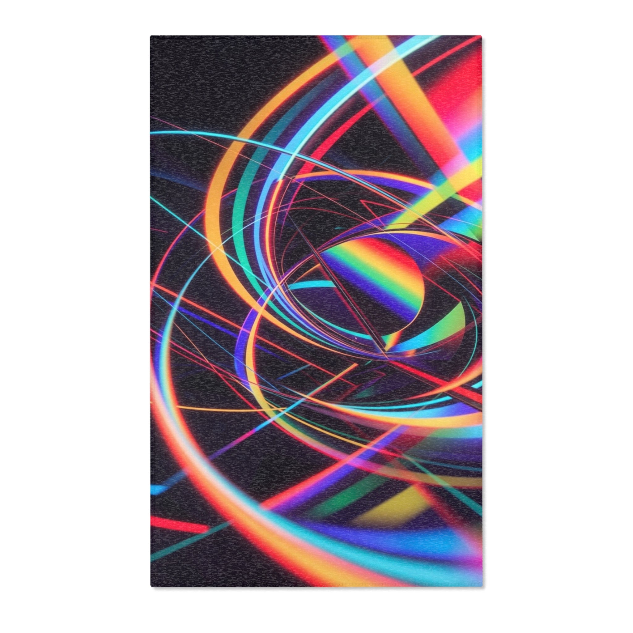 Neon Swirl Area Rug — Retro Rainbow Abstract Accent Rug
