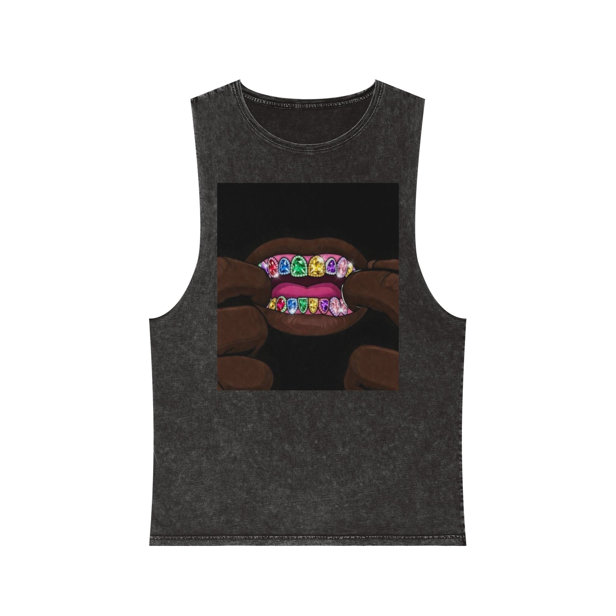 Stonewash Tank Top — Colorful 'Exquisite 24' Grillz Graphic