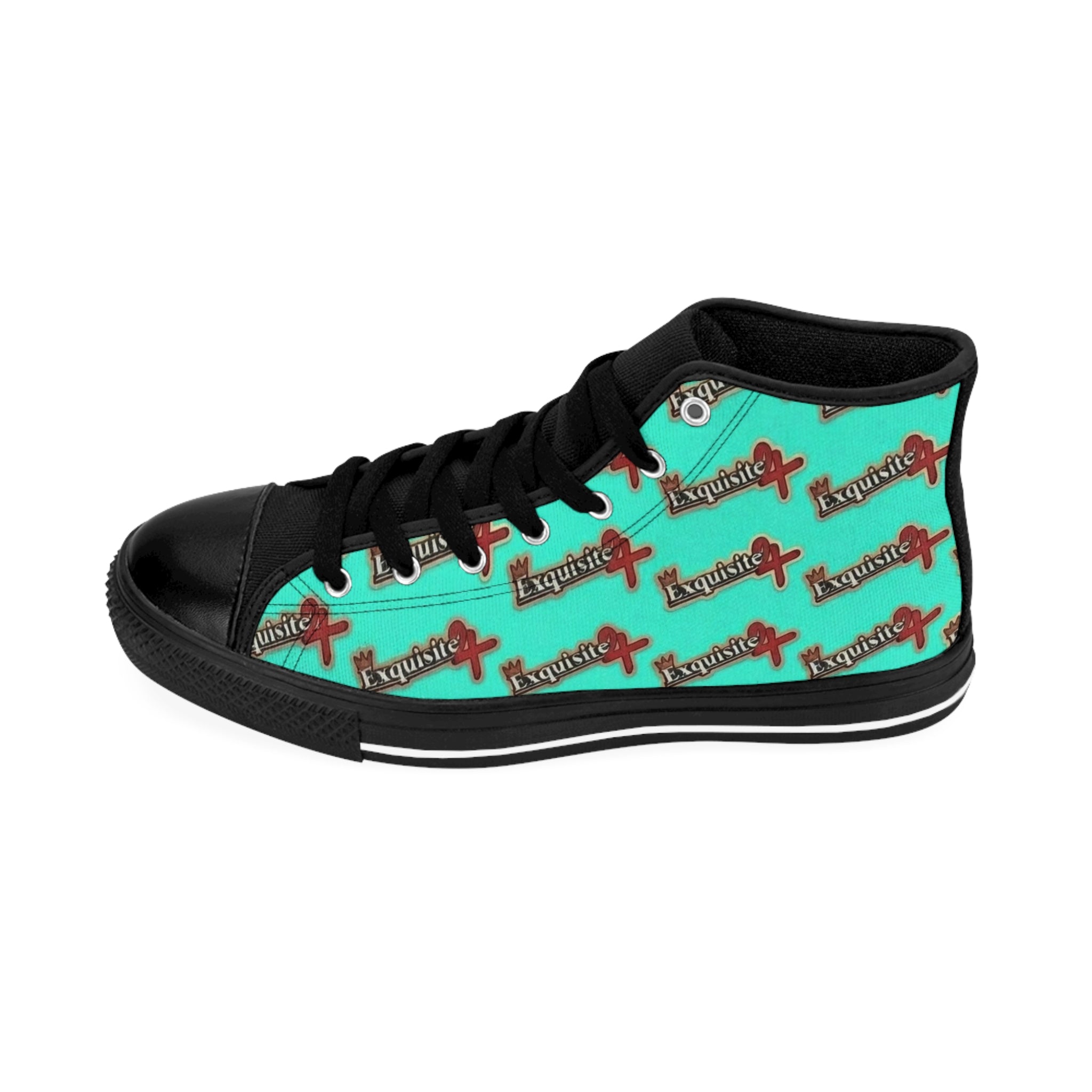Women's Classic Sneakers — Teal & Pink 'Exquisite 24' Pattern  High-Top Shoes