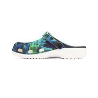 Blue Green Tech Pattern EVA Foam Clogs
