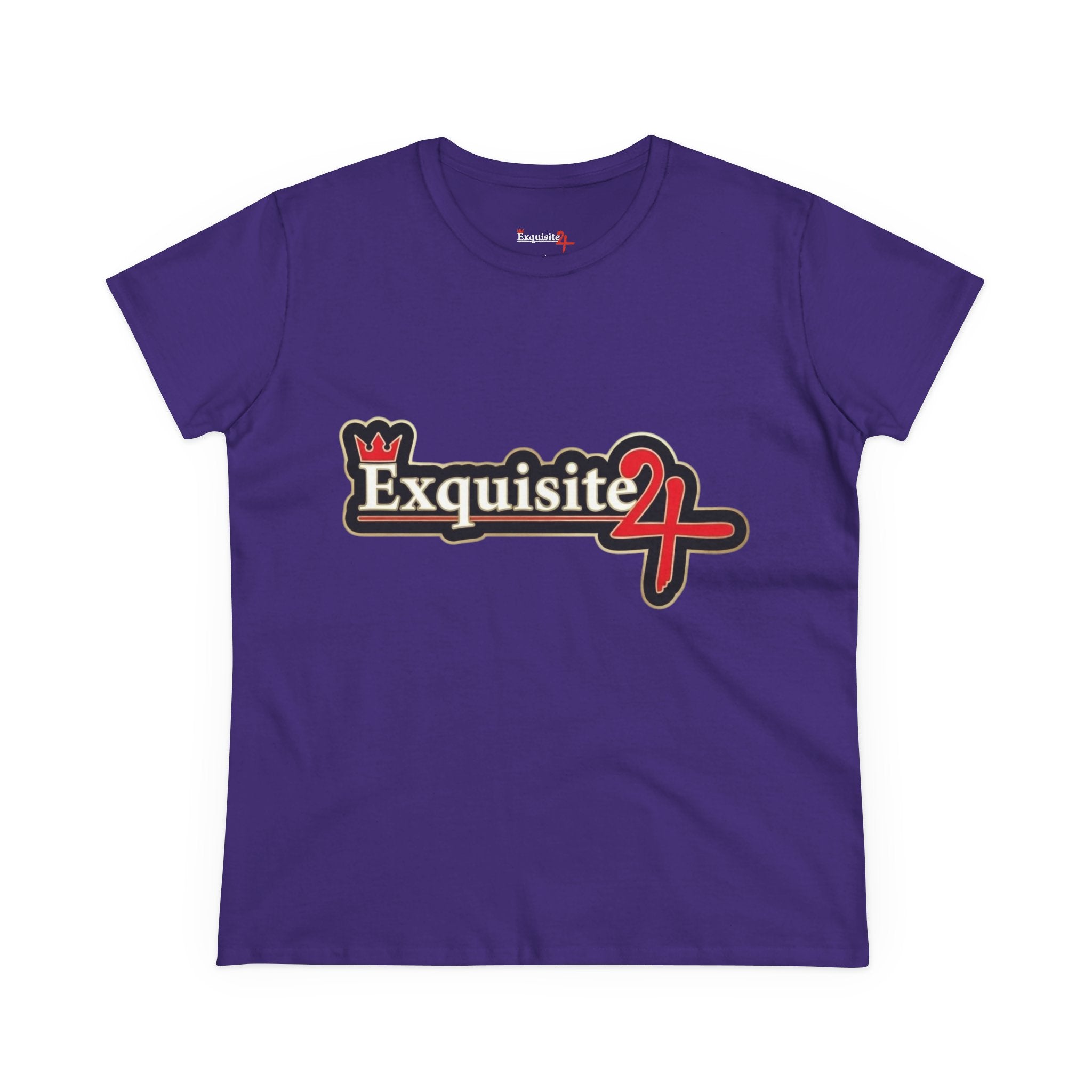 Exquisite 24 Sticker Logo Women's Graphic Tee – Black with Gold Rim