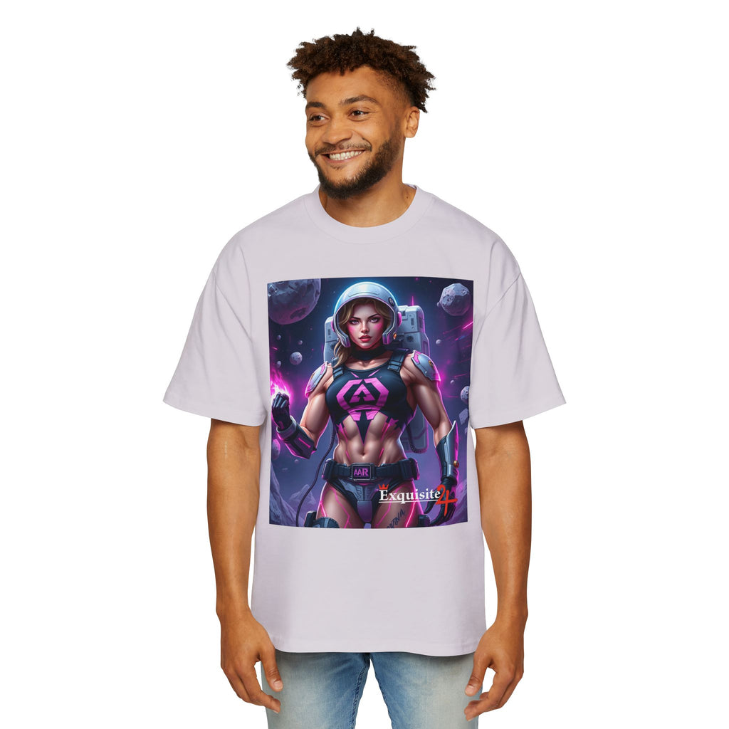 Astronaut Warrior Graphic Tee — Men's Sci‑Fi Space Gamer Oversized Shirt
