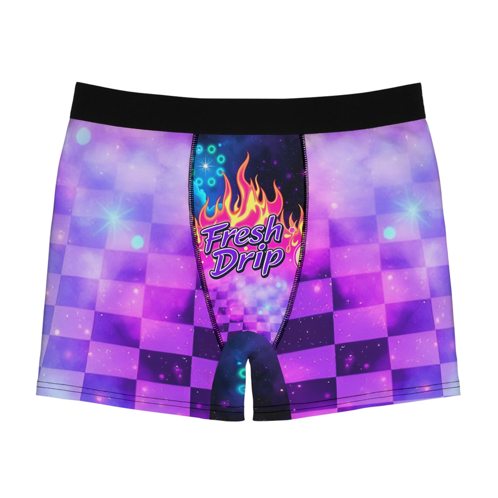 Boxer Briefs — 'Fresh Drip' Neon Flame Checkerboard Men's Boxer Briefs