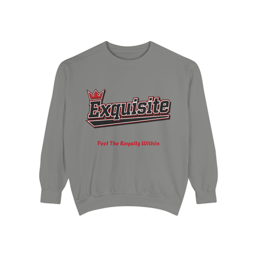 Exquisite 'Feel The Royalty Within' Sweatshirt — Crown Emblem Garment-Dyed Crewneck