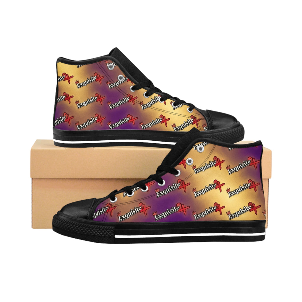 High-Top Sneakers — Purple-Yellow Gradient 'Exquisite 24' Print