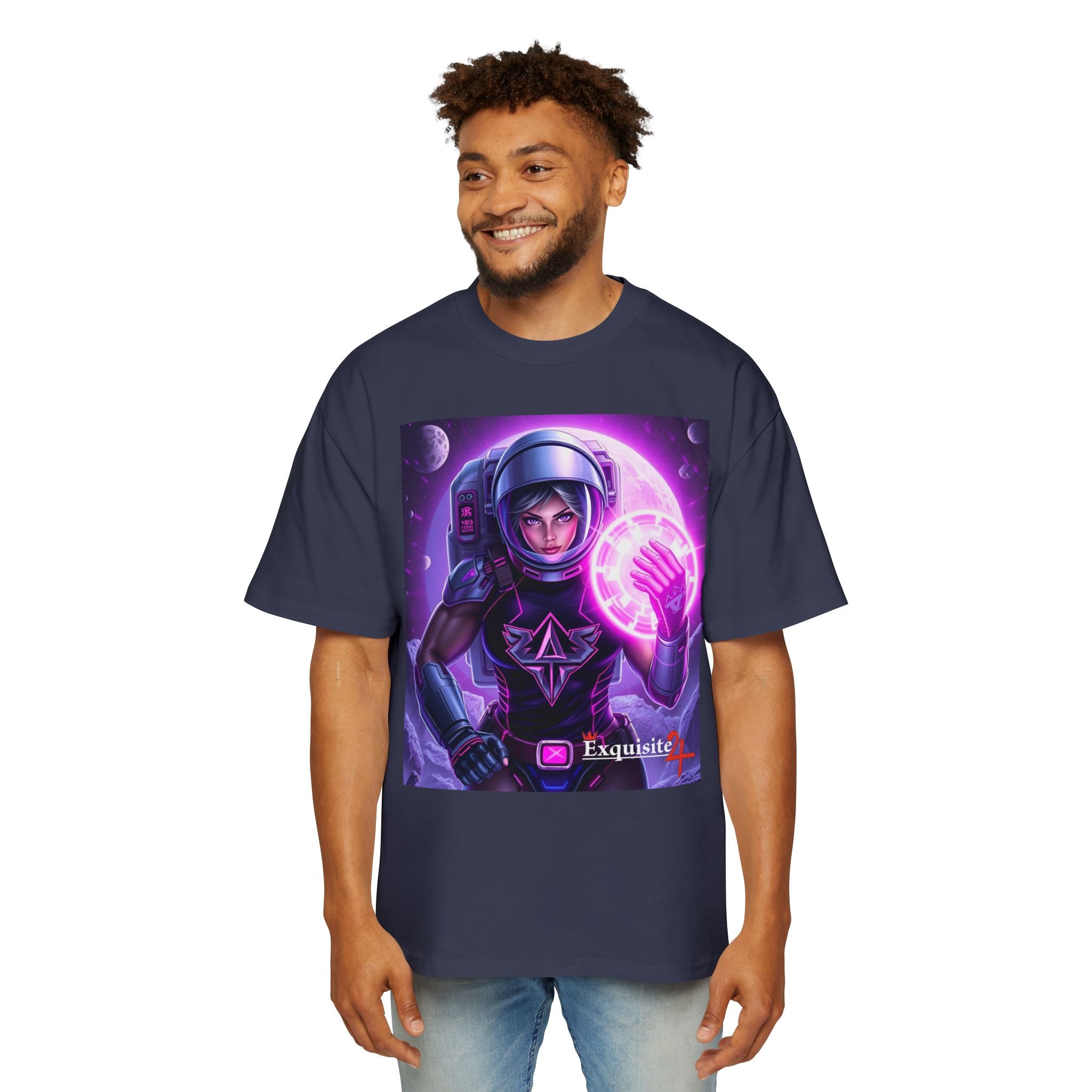 Astronaut Warrior Tee — Neon Space Mage Graphic T-Shirt