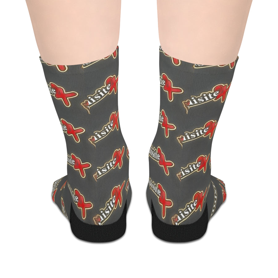 Exquisite 24 Logo Gray Mid-Length Socks
