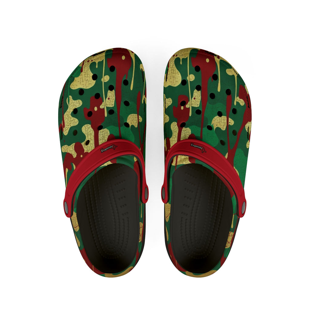 Green, Red, & Gold Camo EVA Foam Clogs
