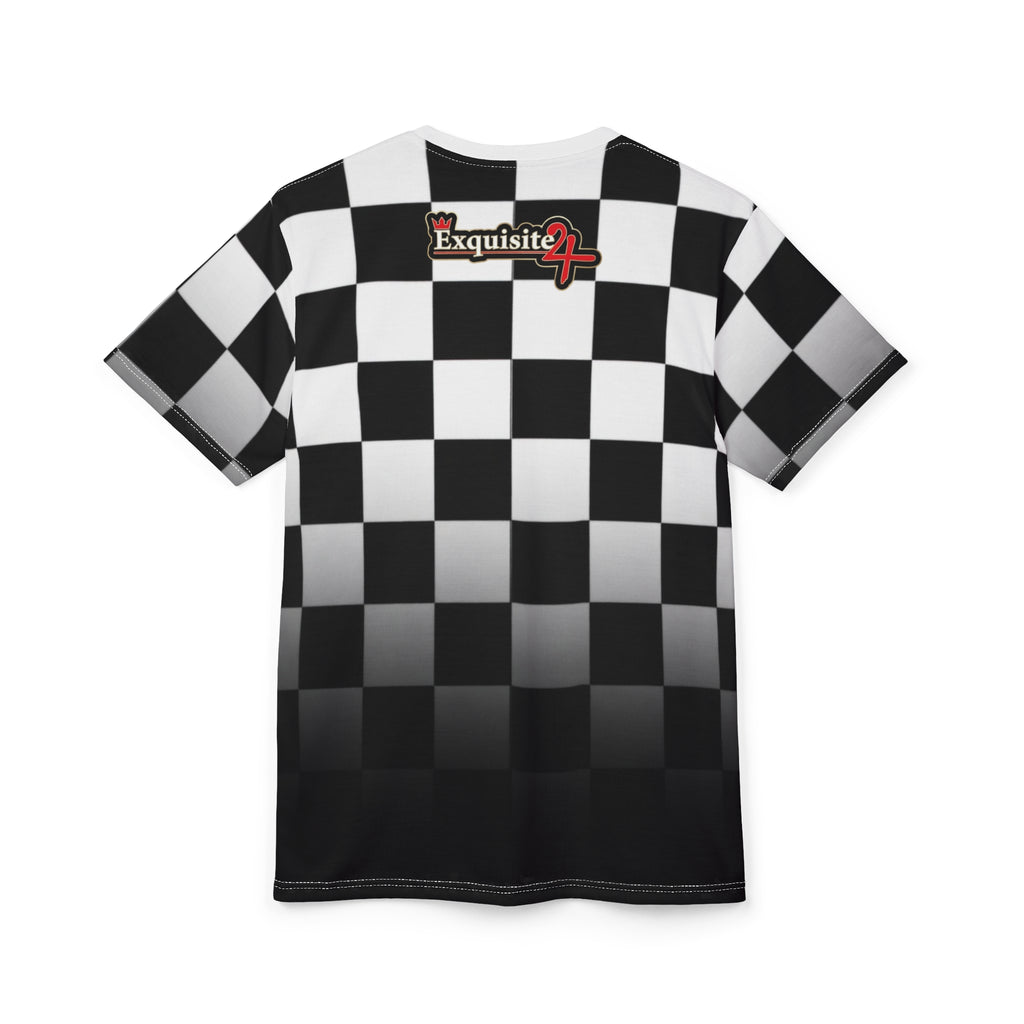 Checkered 'Exquisite 24' Graphic Tee - Black & White Racing Style Shirt