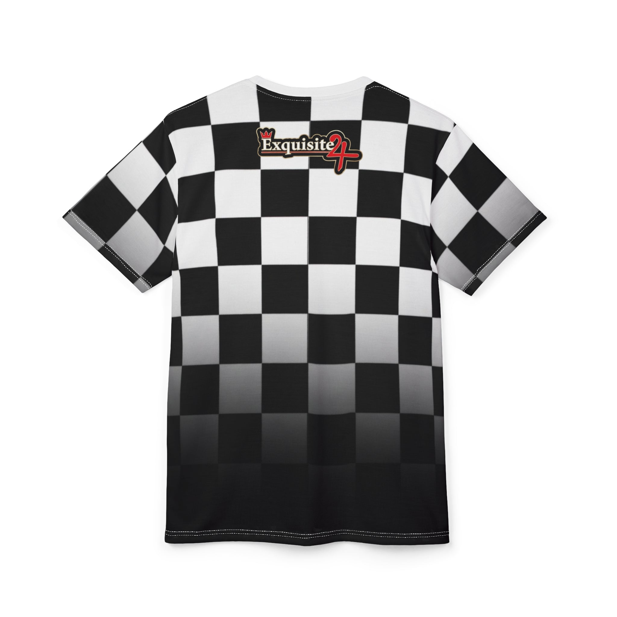 Checkered 'Exquisite 24' Graphic Tee - Black & White Racing Style Shirt