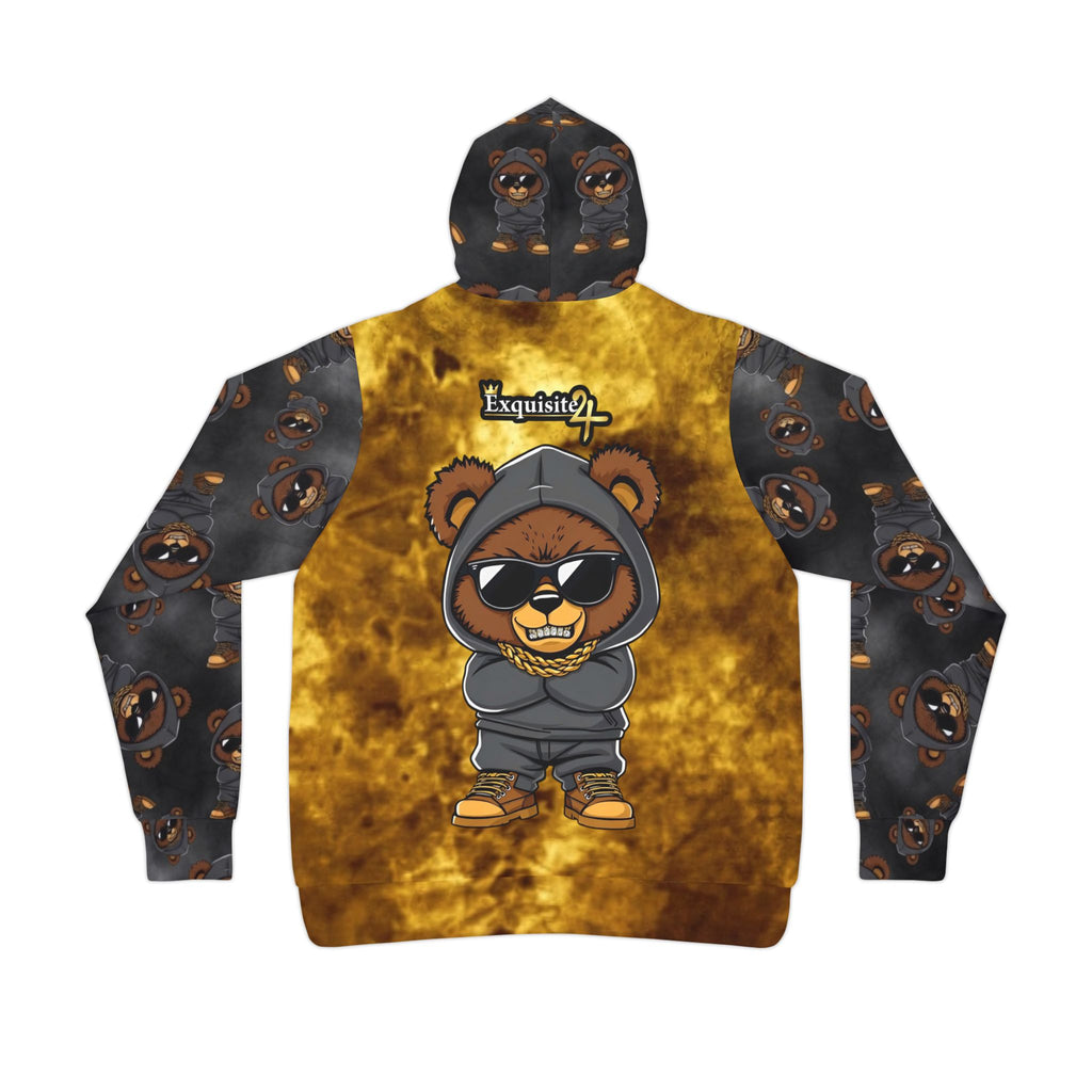 Exquisite 24 Bear Graphic Hoodie — Gold Smoke All-Over Print Athletic Hoodie