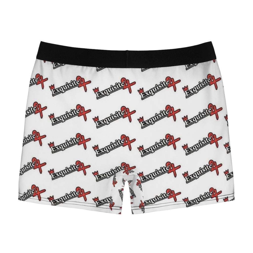 Exquisite 24 Logo-Print Men's White Boxer Briefs — All-Over Pattern