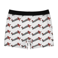 Exquisite 24 Logo-Print Men's White Boxer Briefs — All-Over Pattern