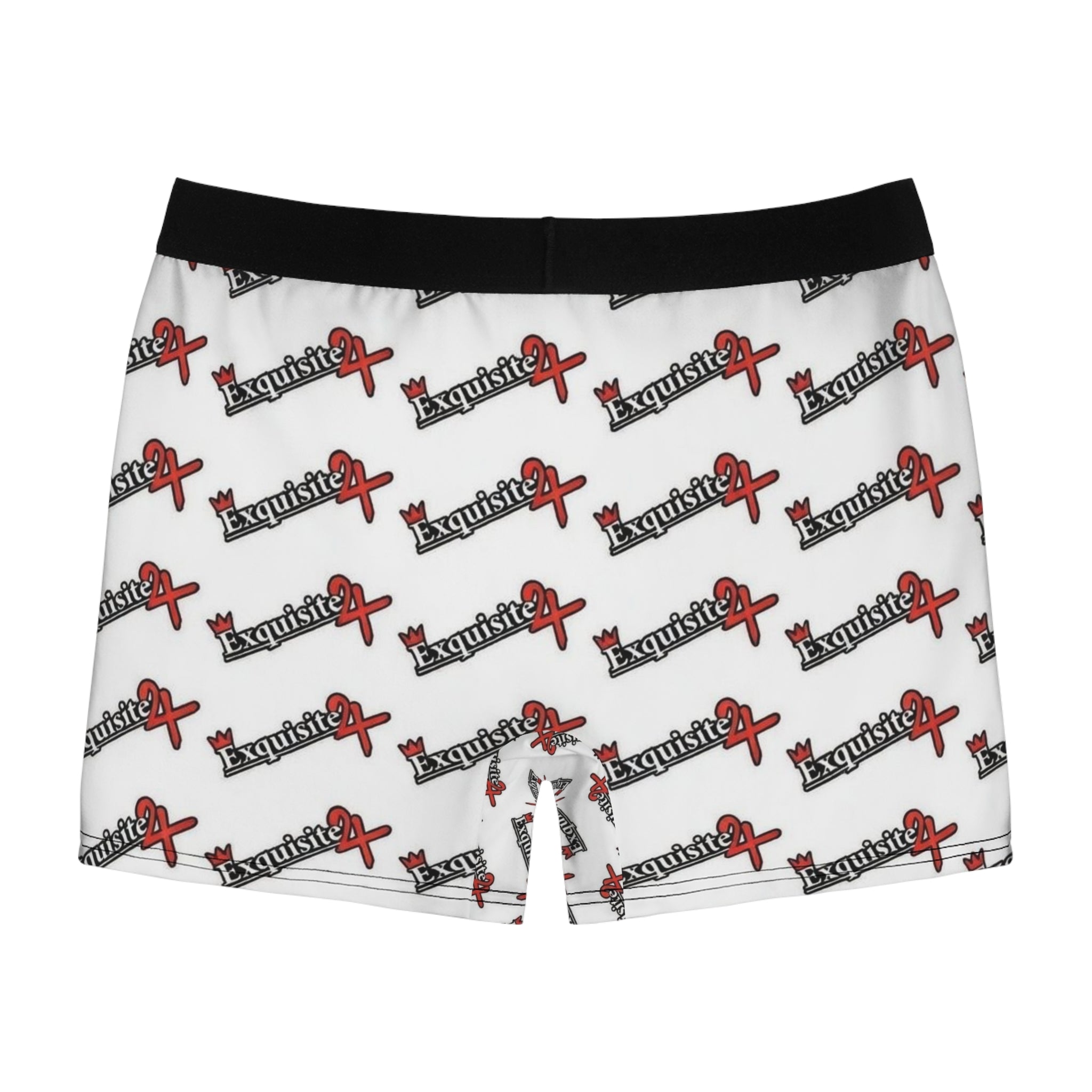 Exquisite 24 Logo-Print Men's White Boxer Briefs — All-Over Pattern