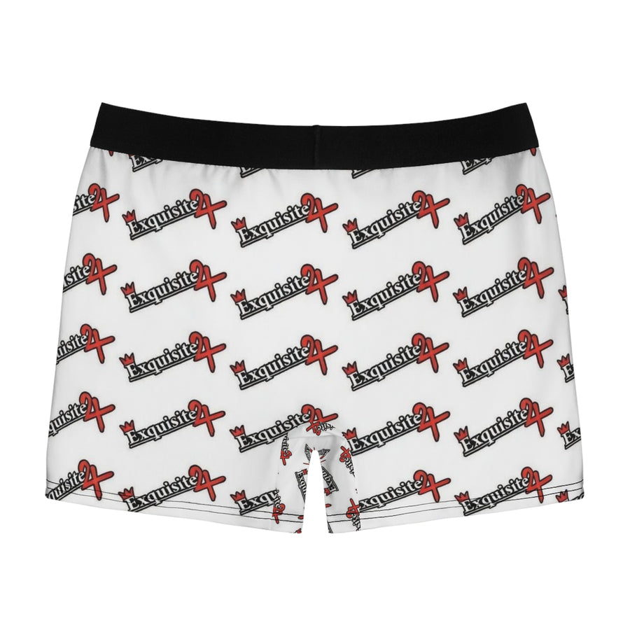 Exquisite 24 Logo-Print Men's White Boxer Briefs — All-Over Pattern