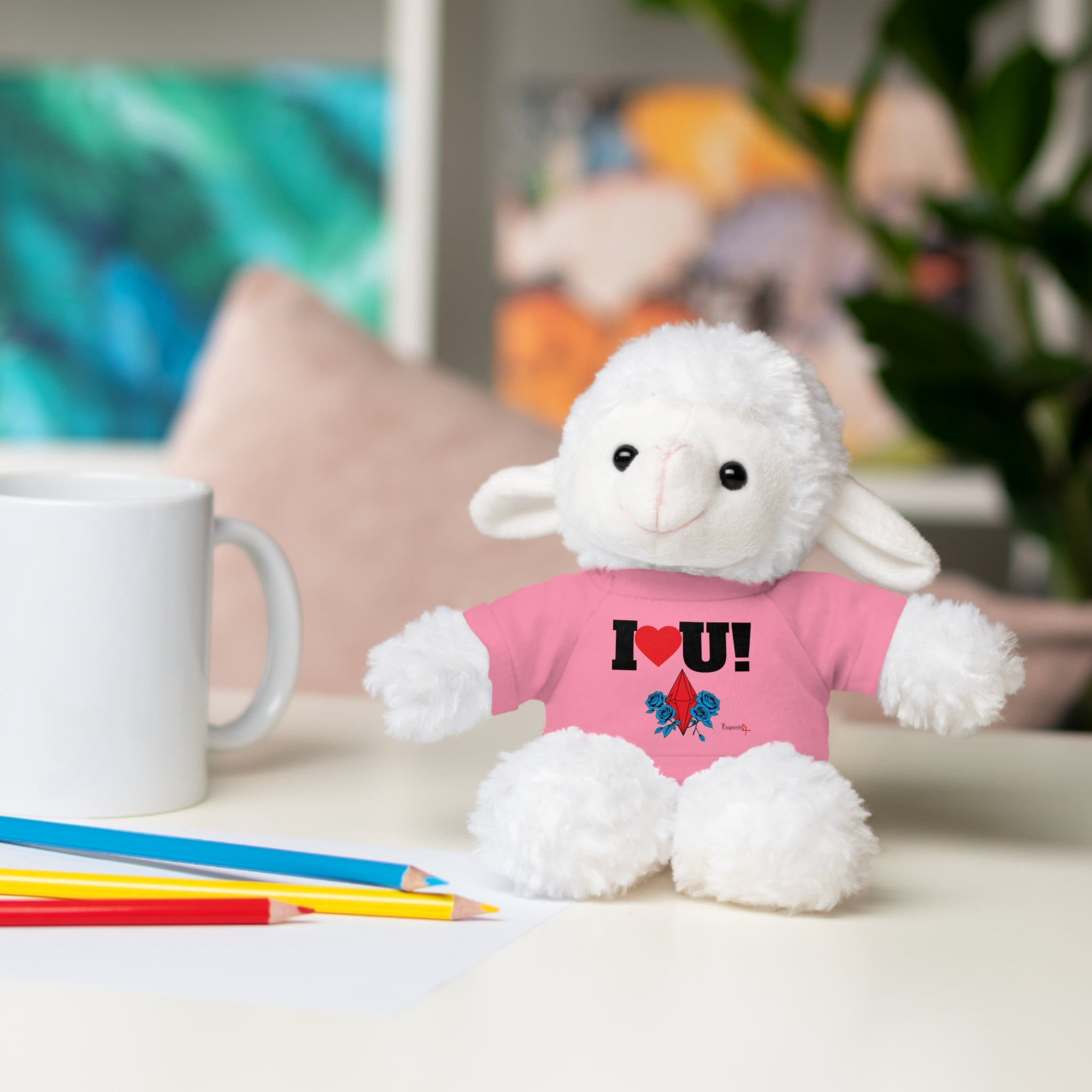 Plush Bear with Branded Tee – Red Diamond and Blue Roses Teddy