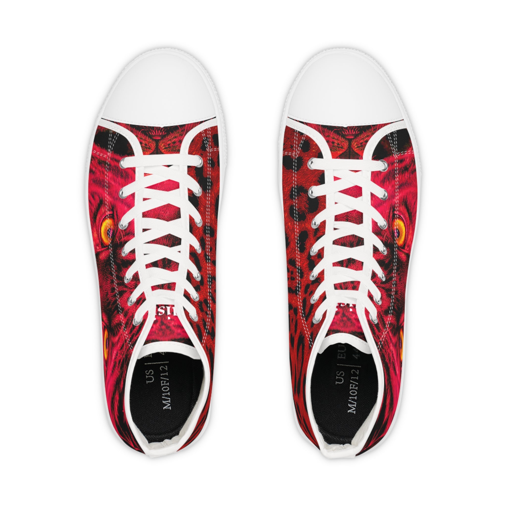 Red Leopard Eyes High Top Sneakers — Bold Men's Statement Shoes