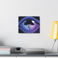 Night Tree Stretched Canvas Wall Art — Mystical Purple Galaxy Eye Design
