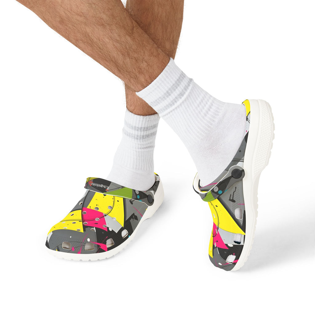 Neon Abstract EVA Foam Clogs — Lightweight Printed Garden Shoes