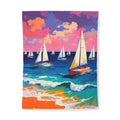 Sailboat Seascape Cotton Duvet Cover — Colorful Ocean Waves Beach Bedding