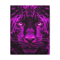 Purple Neon Panther Stretched Canvas – Vibrant Wall Art for Modern Rooms