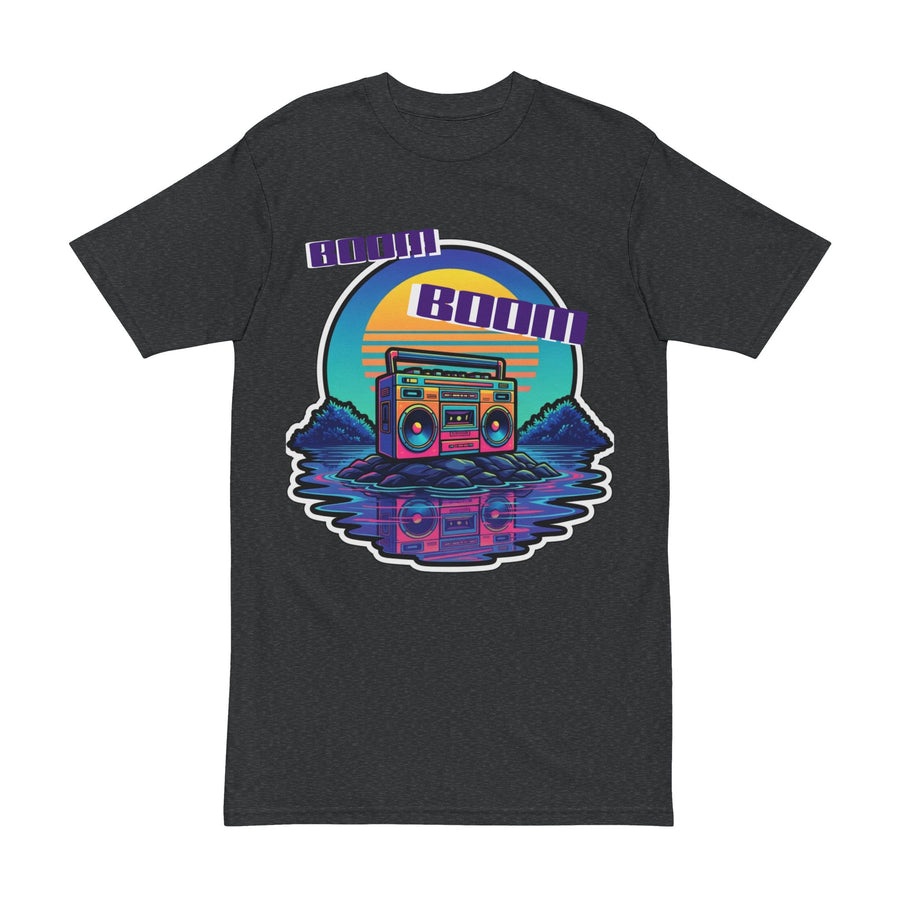 Retro Boombox Tee — Sunset Vaporwave Music Graphic Shirt