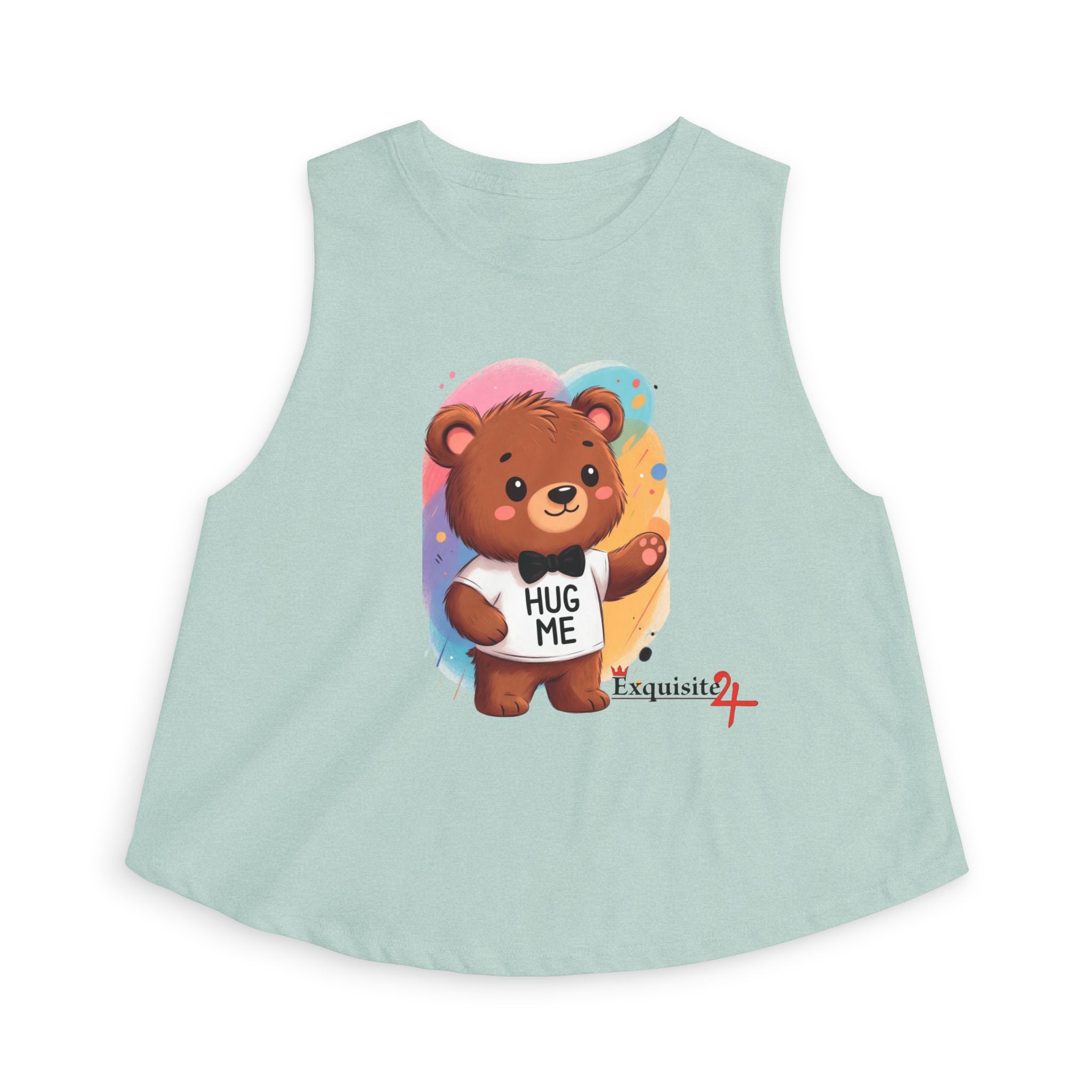 Hug Me Bear Crop Top — Cute Teddy Graphic Women's Tank