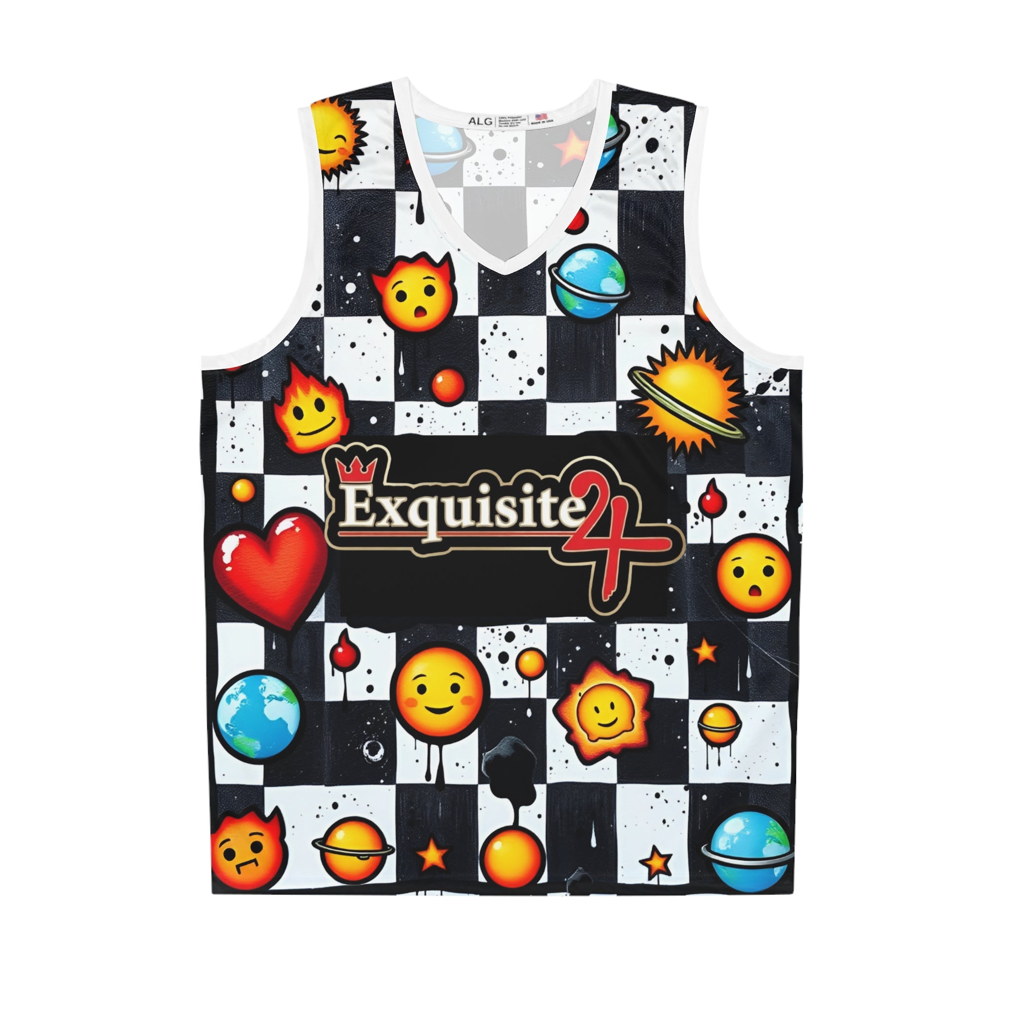Emoji Checkerboard Basketball Jersey — "Fresh Drip" Streetwear Tank