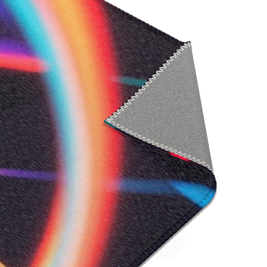 Neon Swirl Area Rug — Retro Rainbow Abstract Accent Rug