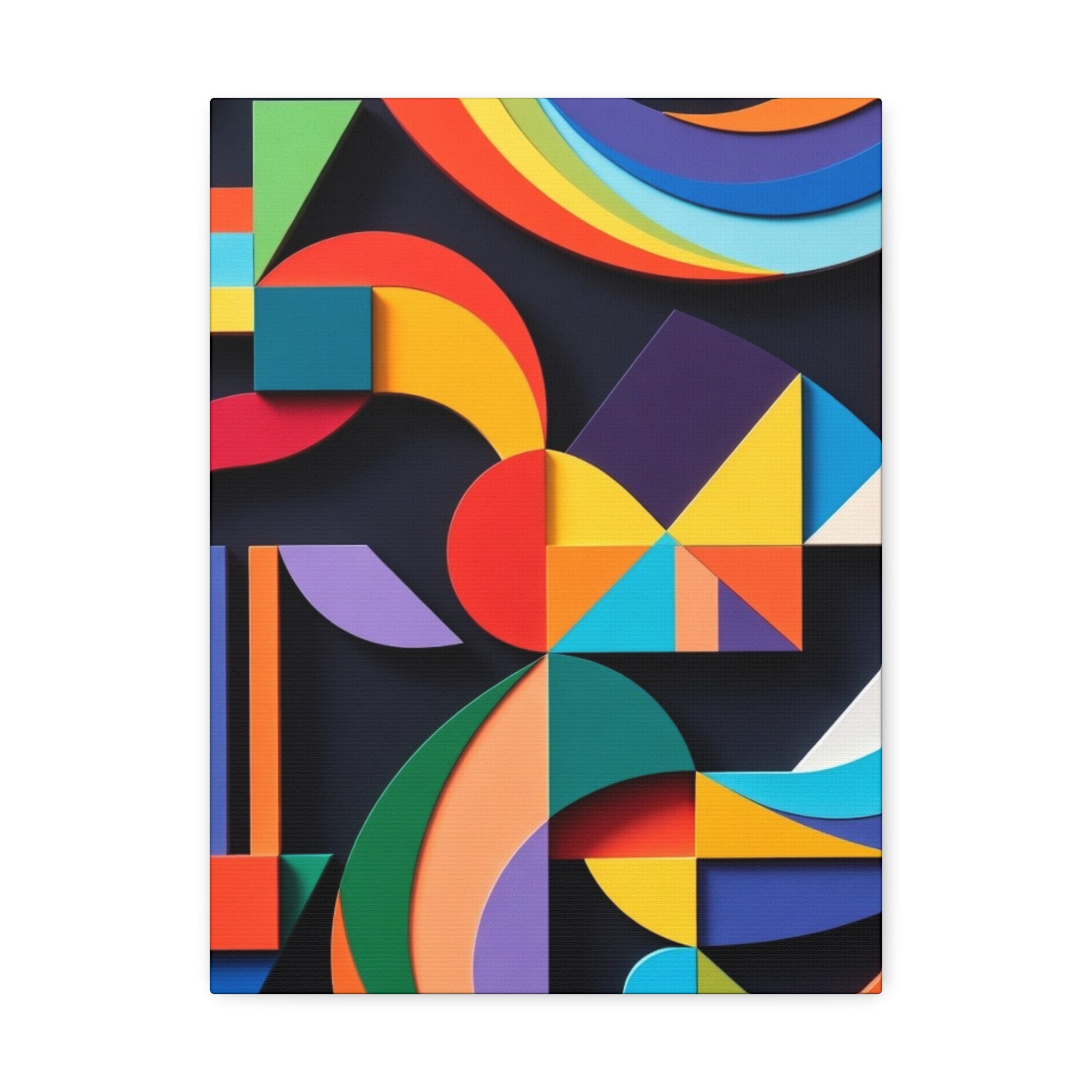 Abstract Geometric Stretched Canvas – Colorful Modern Wall Art