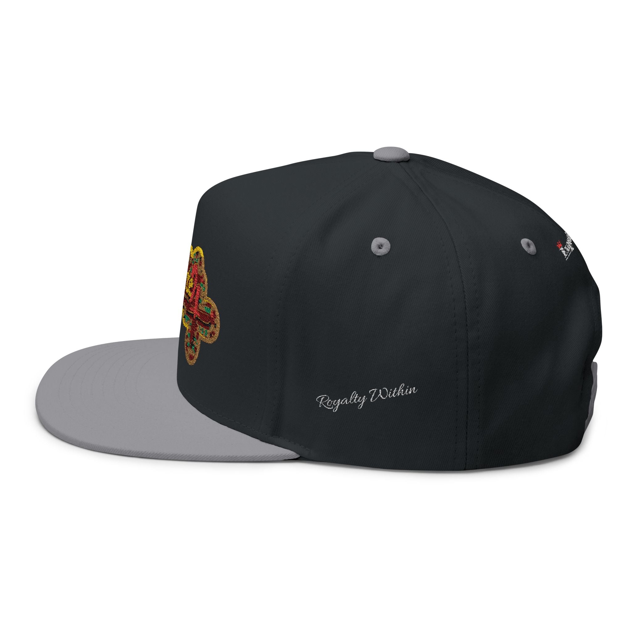 Embroidered 'Exquisite 24' Flat Bill Cap — Kente-Inspired Patch Snapback