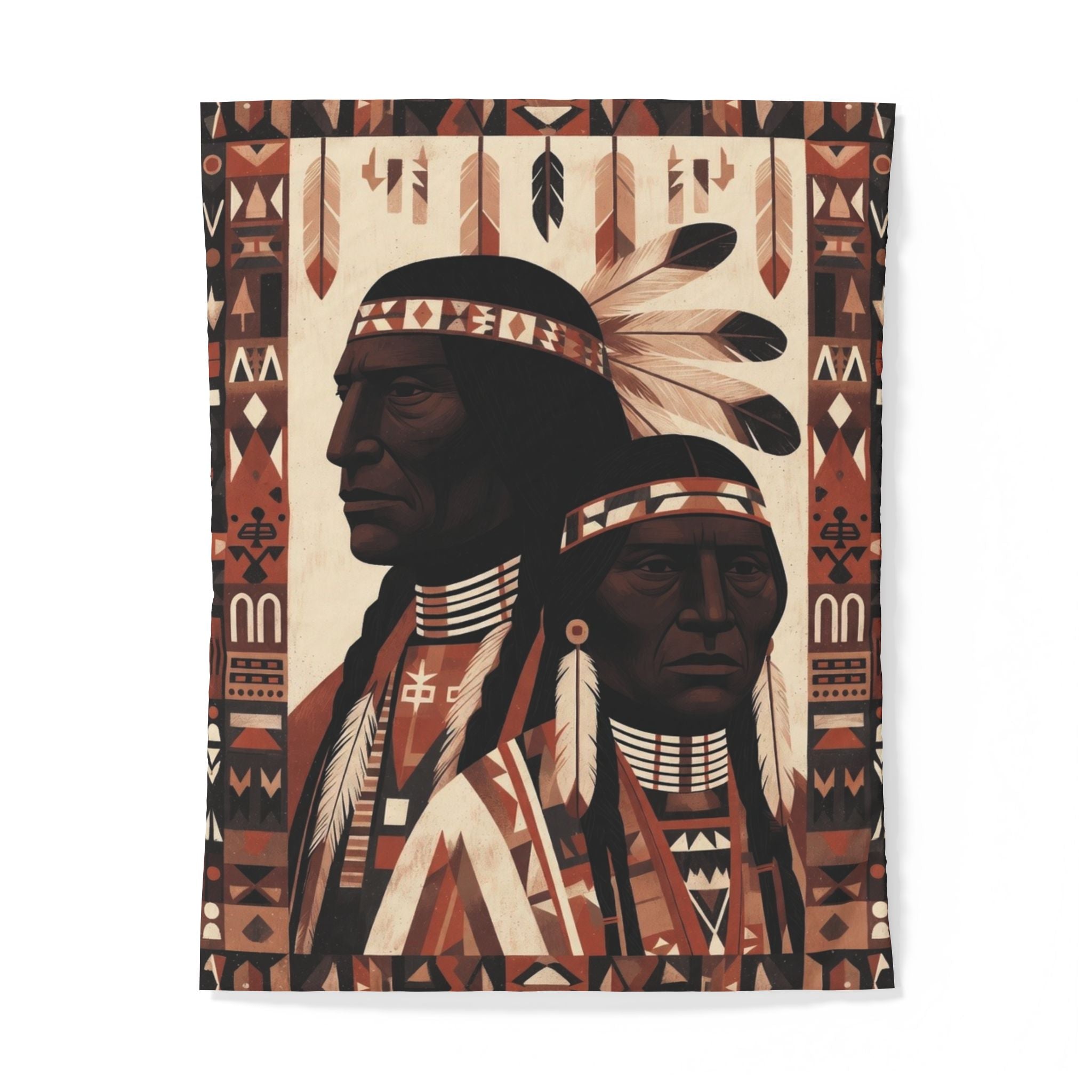 Native Inspired Cotton Duvet Cover — Tribal Chief Portrait Bedding
