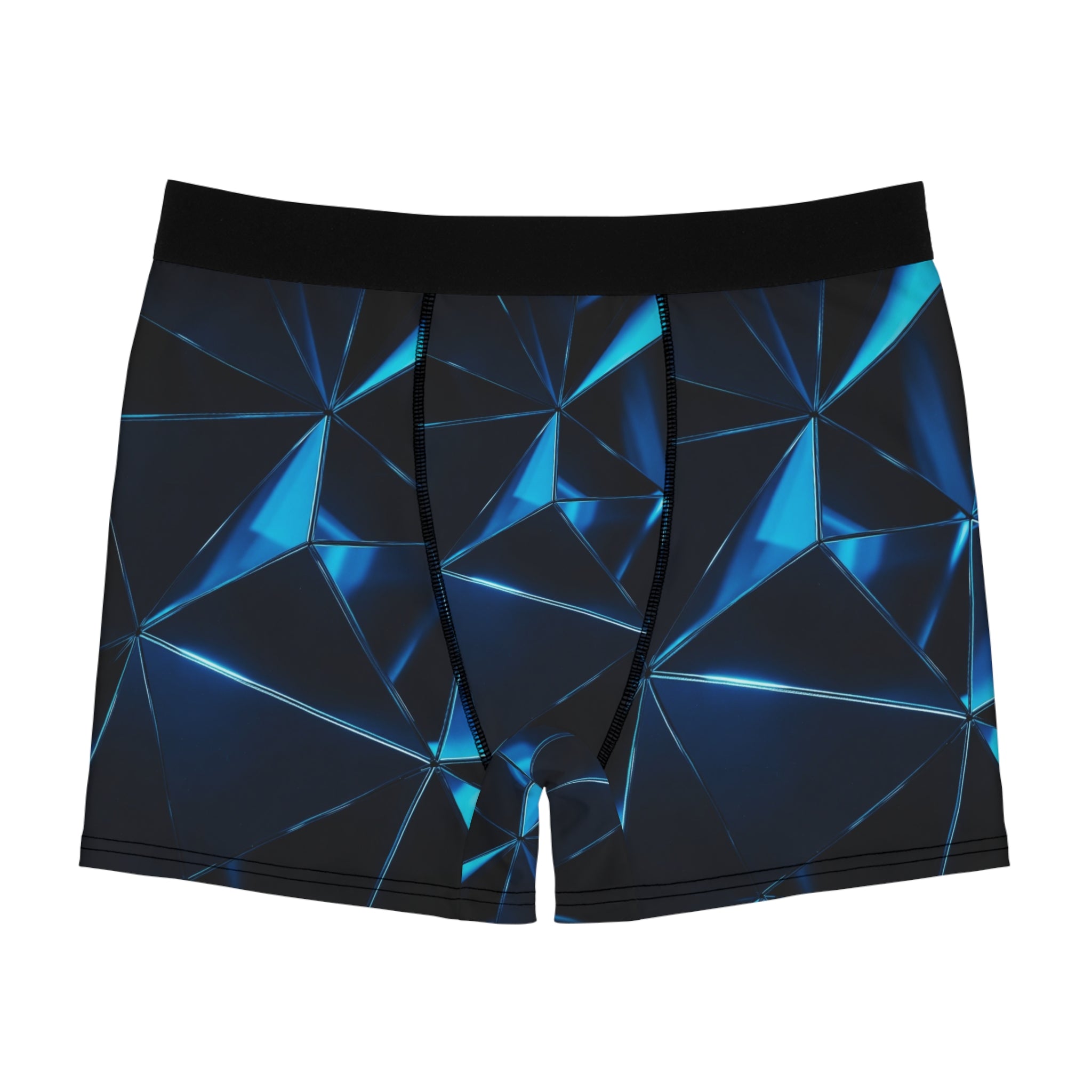 Men's Geometric Blue Prism Boxer Briefs — All-Over Print