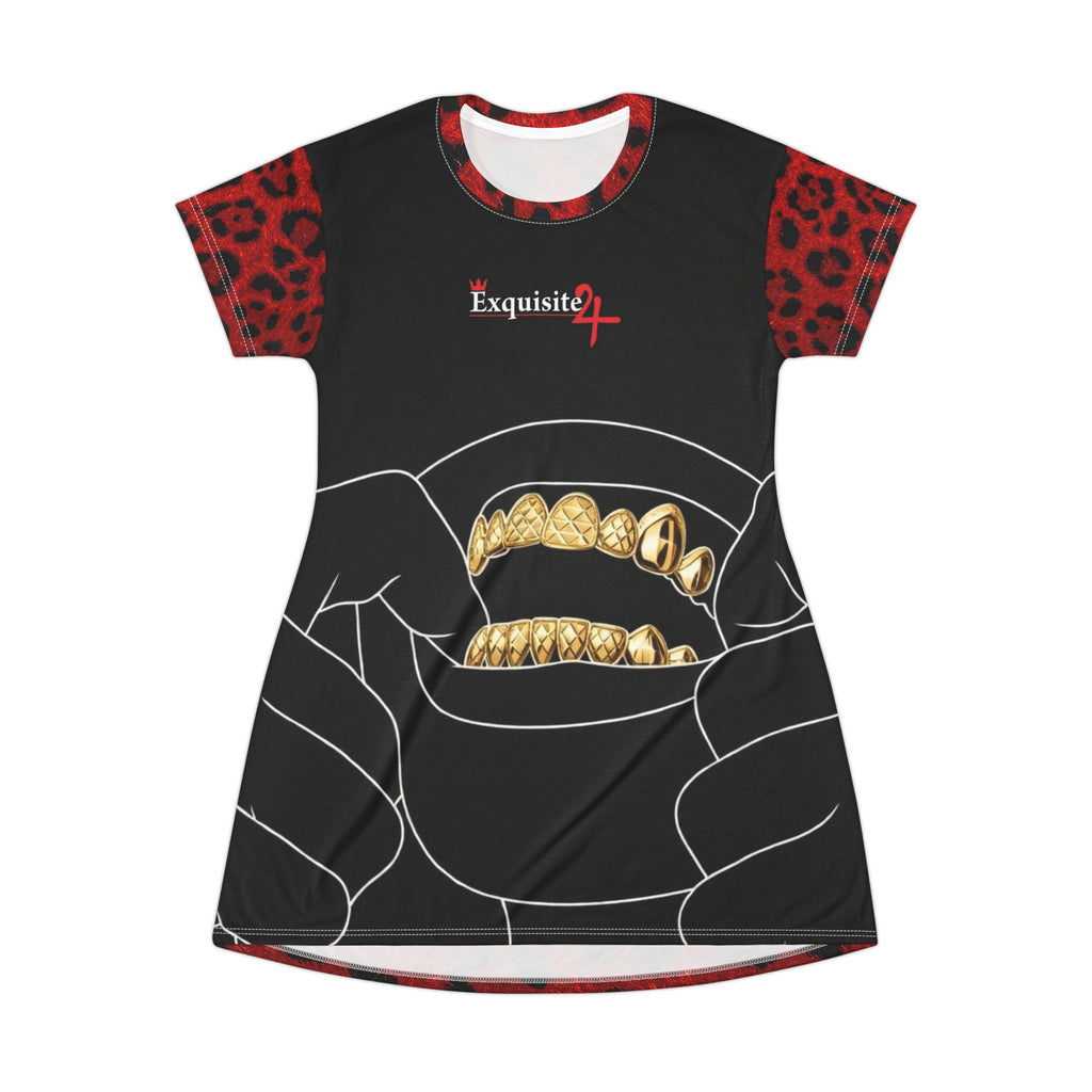 Exquisite 24 Red Leopard Grillz Graphic T-Shirt Dress