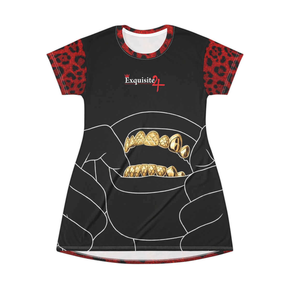Exquisite 24 Red Leopard Grillz Graphic T-Shirt Dress