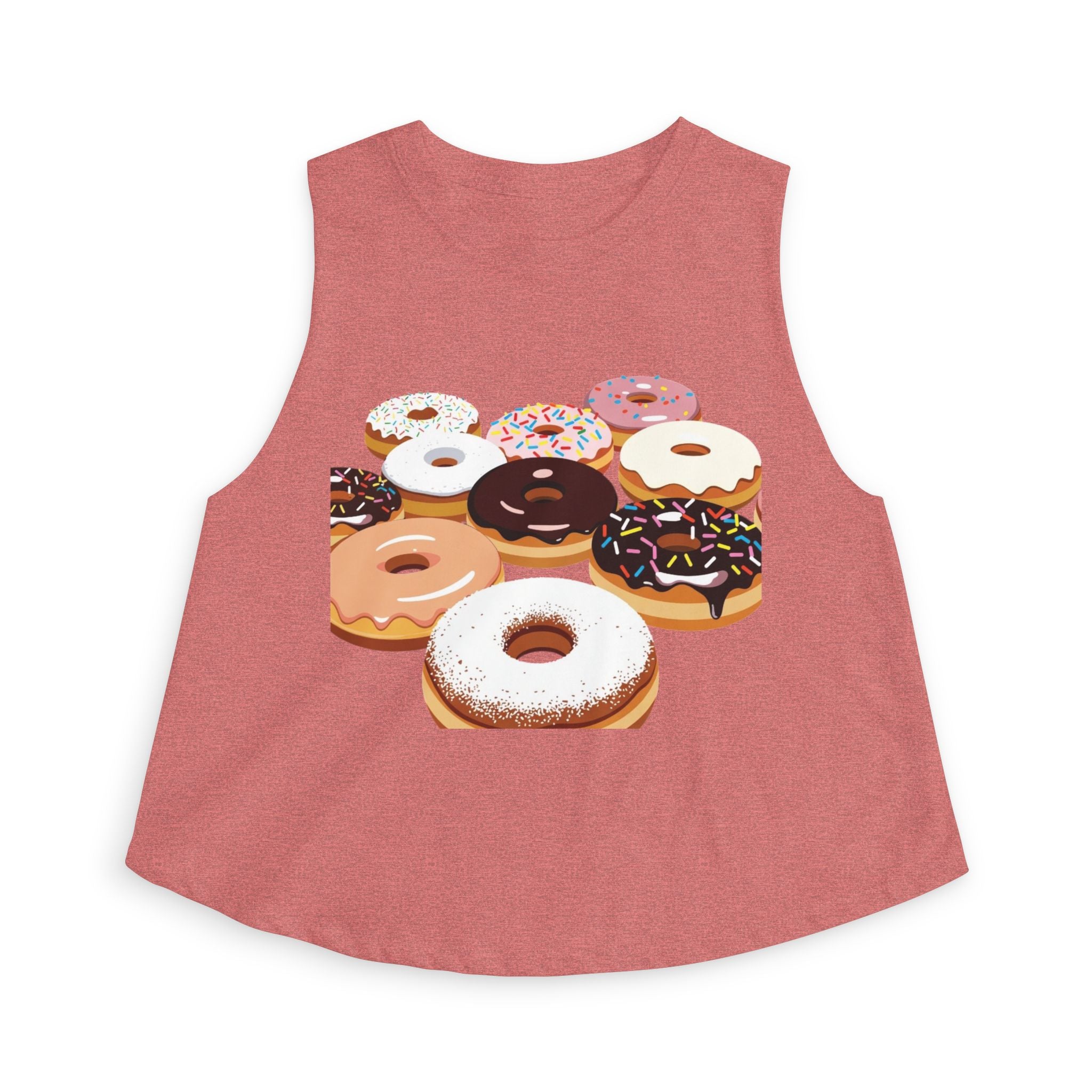 Donut Pattern Women's Crop Top — Colorful Sprinkle Donuts Graphic Tank