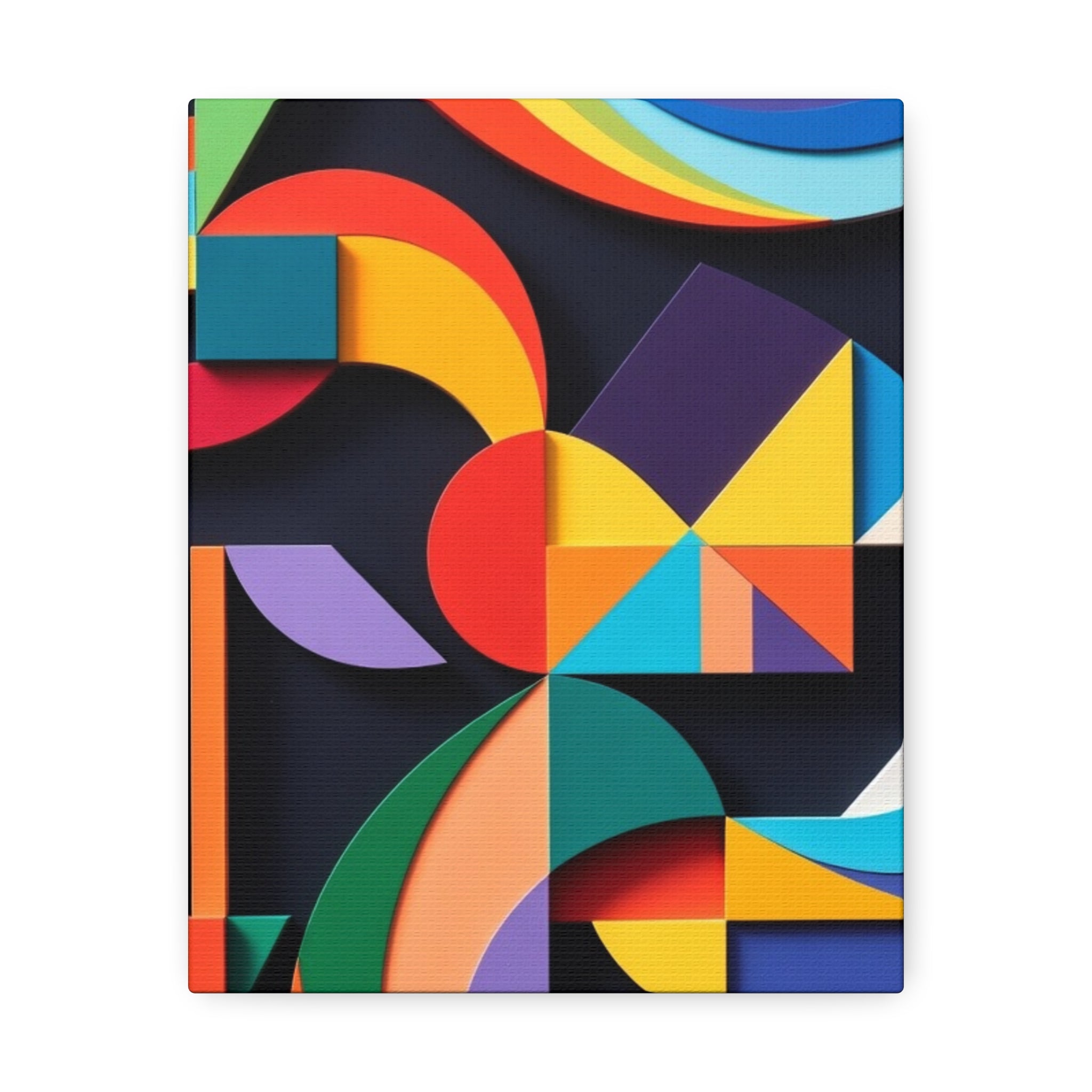 Abstract Geometric Stretched Canvas – Colorful Modern Wall Art
