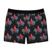 Red Jewel & Blue Roses Boxer Briefs — Men's Patterned AOP Underwear