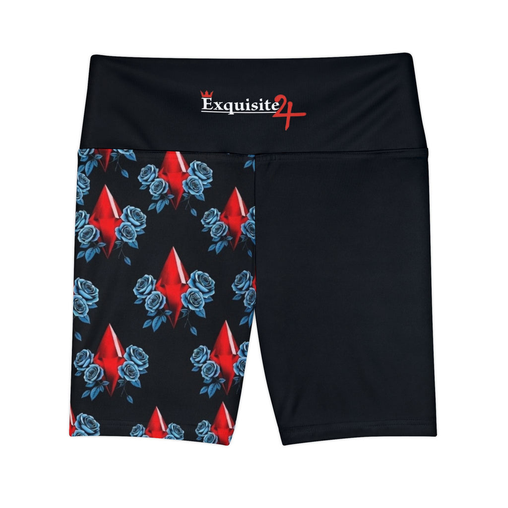 Red Jewel Blue Rose Women's Workout Shorts