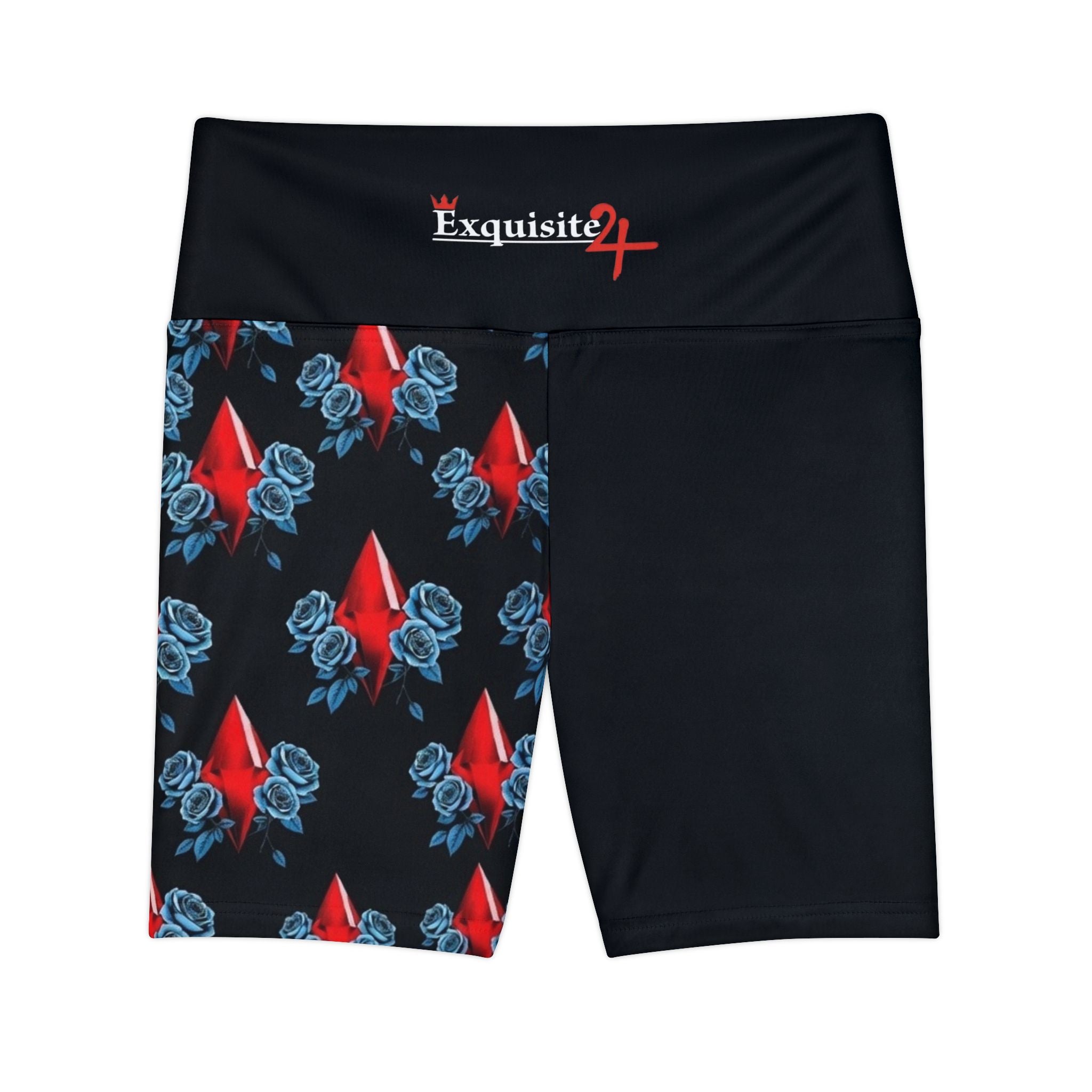 Red Jewel Blue Rose Women's Workout Shorts